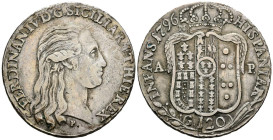 FERNANDO IV DE NÁPOLES.(1759-1816). 120 Grana (Ar. 27,43g/39mm). 1796. Nápoles P-M/A-P. (Vicenti-298). Infante de España y tercer hijo de Carlos III. ...