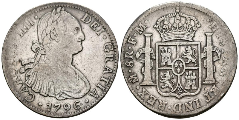 CARLOS IV (1788-1808). 8 Reales. (Ar. 26,67g/ 38mm). 1796. México FM. (Cal-2019-...