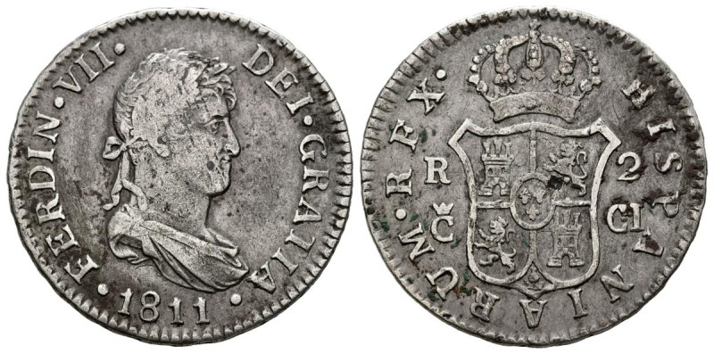 FERNANDO VII (1808-1833). 2 Reales. (Ar. 5,81g/27mm). 1811. Cádiz CI. (Cal-2019-...