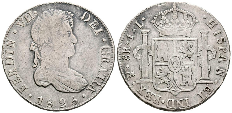 FERNANDO VII (1808-1833). 8 Reales. (Ar. 26,53g/38mm). 1825. Potosi JL. (Cal-201...