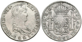 FERNANDO VII (1808-1833). 8 Reales. (Ar. 26,66g/38mm). 1821. Zacatecas RG. (Cal-2019-1465). EBC/EBC-. Bonito ejemplar. Ex Cayón 82, 20/05/2022, Nº lot...