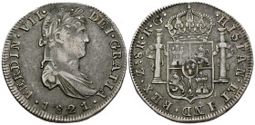 FERNANDO VII (1808-1833). 8 Reales. (Ar. 26,99g 3mm). 1821. Zacatecas RG. (Cal-2019-1465). MBC.