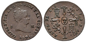 ISABEL II (1833-1868). 2 Maravedís (Ae. 2,08g/19mm). 1846. Segovia. (Cal-2019-58). EBC. Bonito brillo.