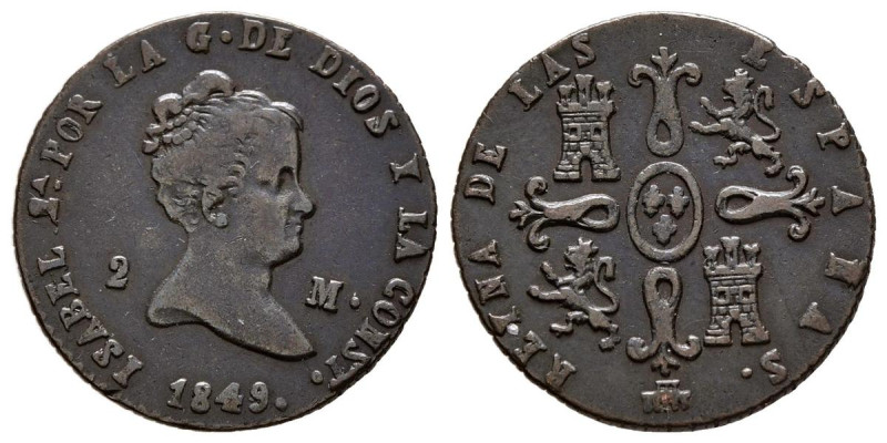 ISABEL II (1833-1868). 2 Maravedís. (Ae. 2,11g/18mm). 1849. Segovia. (Cal-2019-6...