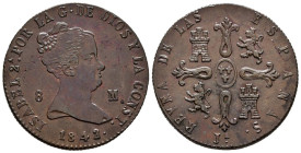 ISABEL II (1833-1868). 8 Maravedís (Ae. 10,26g/28mm). 1842. Jubia. (Cal-2019-109). EBC-. Brillo original.