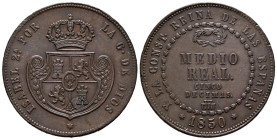 ISABEL II (1833-1868). 1/2 Real (5 Décimas). (Ae. 18,72g/32mm)*. 1850. Segovia. (Cal-2019-155). EBC-.