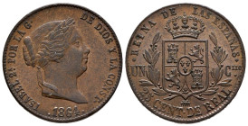 ISABEL II (1833-1868). 25 Céntimos de Real. (Ae. 9,49g /27mm). 1863. Segovia. (Cal-2019-197). MBC+.