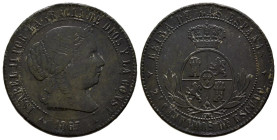 ISABEL II (1833-1868). 2 1/2 Céntimos de Escudo. (Ae. 5,95g/25mm). 1867. Segovia OM. (Cal-2019-240). MBC.
