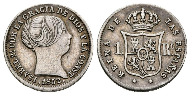 ISABEL II (1833-1868). 1 Real. (Ar. 1,28g/15mm). 1852. Madrid. (Cal-2019-302). M...