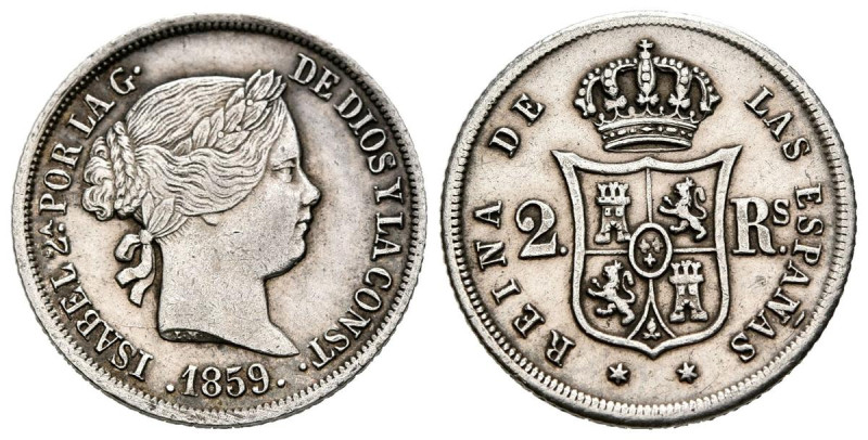 ISABEL II (1833-1868). 2 Reales (Ar. 2,49g /18mm). 1859. Madrid. (Cal-2019-374)....