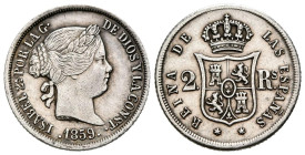 ISABEL II (1833-1868). 2 Reales (Ar. 2,49g /18mm). 1859. Madrid. (Cal-2019-374). EBC-.