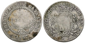 ISABEL II (1833-1868). 1 Peseta. (Ar. 5,64g/25mm). 1837. Barcelona PS. (Cal-2019-272). BC+.