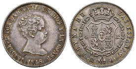 ISABEL II (1833-1868). 4 Reales. (Ar. 5,21g/23mm). 1848. Madrid CL. (Cal-2019-453). MBC+. Restos de brillo original.