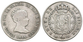 ISABEL II (1833-1868). 4 Reales. (Ar. 5,09g/23mm). 1848. Madrid CL. (Cal-2019-453). MBC-.