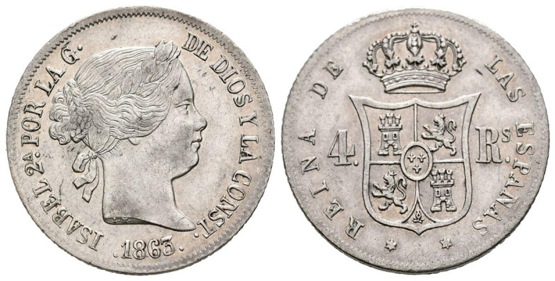 ISABEL II (1833-1868). 4 Reales. (Ar. 5,17g/23mm). 1863. Madrid. (Cal-2019-468)....