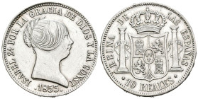 ISABEL II (1833-1868). 10 Reales (Ar. 12,93g/30mm). 1853. Madrid. (Cal-2019-528). EBC-. Abrillatanda. Golpecito en listel.