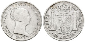 ISABEL II (1833-1868). 10 Reales (Ar. 12,86g/30mm). 1852. Sevilla. (Cal-2019-547). MBC+.