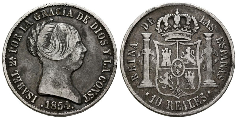 ISABEL II (1833-1868). 10 Reales (Ar. 12,75g/30mm). 1854. Sevilla (Cal-2019-551)...