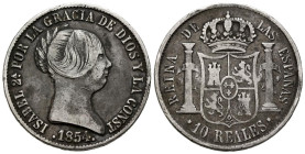ISABEL II (1833-1868). 10 Reales (Ar. 12,75g/30mm). 1854. Sevilla (Cal-2019-551). MBC-.