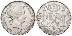 ISABEL II (1833-1868). 1 Escudo. (Ar. 12,93g /29mm). 1867. Madrid. (Cal-2019-565). MBC+. Marquitas.