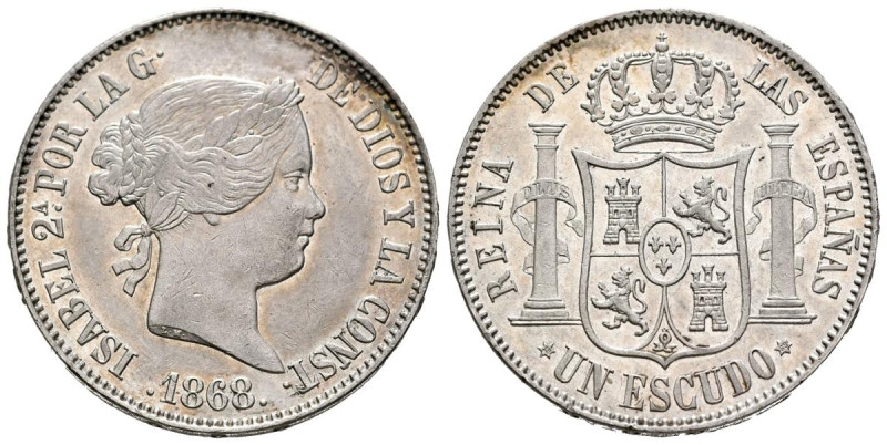 ISABEL II (1833-1868). 1 Escudo. (Ar. 12,82g/29mm). 1868 *18-68. Madrid. (Cal-20...