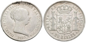 ISABEL II (1833-1868). 20 Reales. (Ar. 25,91g/37mm). 1850. Madrid. (Cal-2019-592). EBC-. Marquitas.