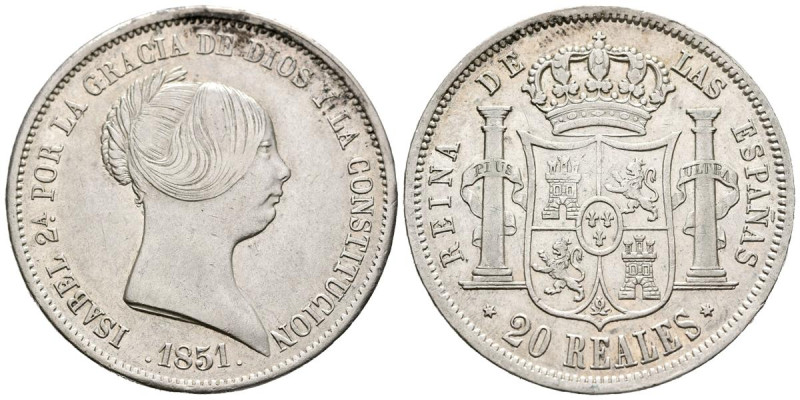 ISABEL II (1833-1868). 20 Reales. (Ar. 25,95g/37mm). 1851. Madrid. (Cal-2019-593...