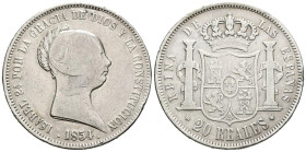 ISABEL II (1833-1868). 20 Reales. (Ar. 25,61g/37mm). 1854. Madrid. (Cal-2019-596). MBC.