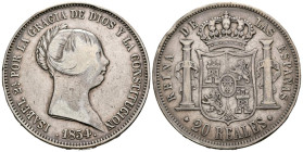 ISABEL II (1833-1868). 20 Reales. (Ar. 25,64g/37mm). 1854. Madrid. (Cal-2019-596). MBC-. Bonito tono.