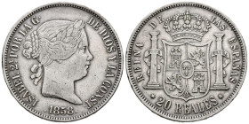 ISABEL II (1833-1868). 20 Reales (Ar. 25,81g/37mm). 1858. Madrid. (Cal-2019-615). MBC+.