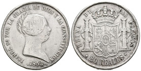 ISABEL II (1833-1868). 20 Reales. (Ar. 25,65g/37mm). 1852. Sevilla. (Cal-2019-628). MBC.