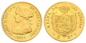 ISABEL II (1833-1868). 2 Escudos. (Au. 1,69g/15mm). 1865. Madrid. (Cal-2019-675). MBC+. Escasa.