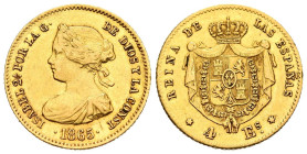 ISABEL II (1833-1868). 4 Escudos. (Au 3,36g /18mm). 1865. Madrid. (Cal-2019-688). MBC.