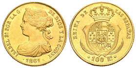 ISABEL II (1833-1868). 100 Reales (Au. 8,32g /22mm). 1861. Madrid. (Cal-2019-788). EBC. Ligeras marquitas.