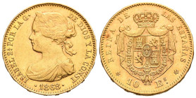 ISABEL II (1833-1868). 10 Escudos (Au. 8,34g /22mm). 1868 *18-68. Madrid. (Cal-2019-815). MBC+.