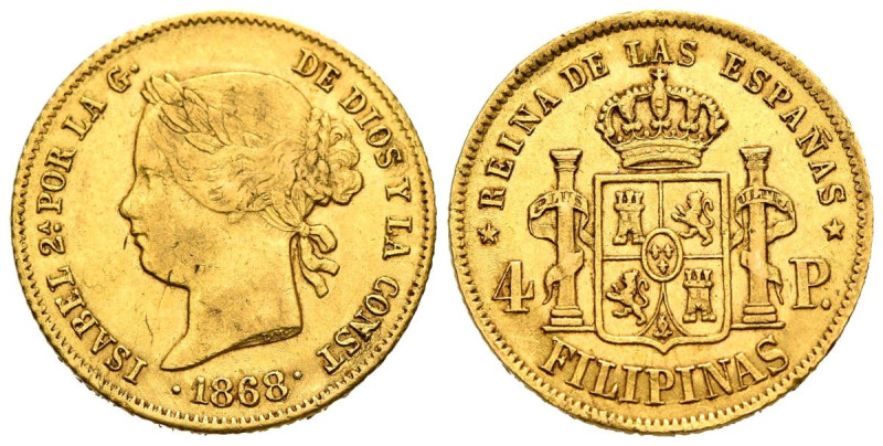 ISABEL II (1833-1868). 4 Pesos. (Au. 6,72g/21mm). 1868. Filipinas. (Cal-2019-865...