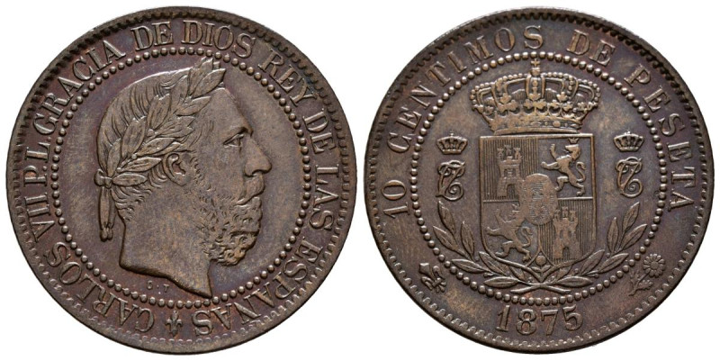 CARLOS VII (1868-1909). 10 Céntimos (Ae. 9,54g/30mm). 1875. Oñate. (Cal-2019-5)....