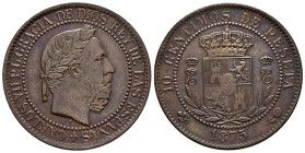 CARLOS VII (1868-1909). 10 Céntimos (Ae. 9,54g/30mm). 1875. Oñate. (Cal-2019-5). EBC-. Bonito ejemplar.
