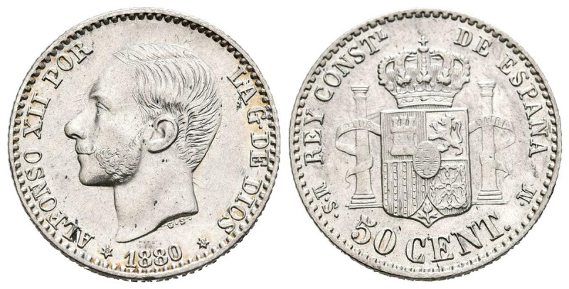 ALFONSO XII (1874-1885). 50 Céntimos (Ar. 2,51g/18mm). 1880 *80. Madrid MSM. (Ca...