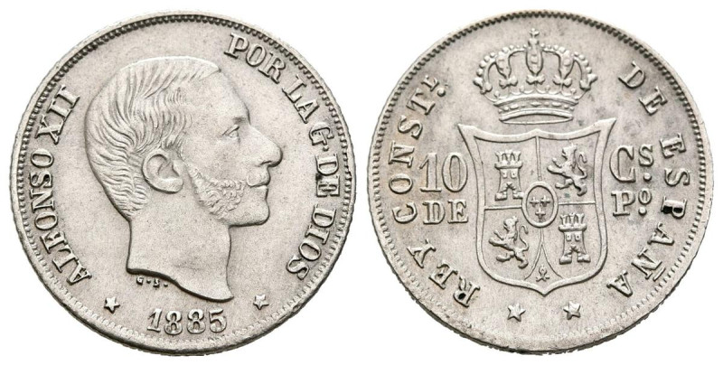 ALFONSO XII (1874-1885). 10 Centavos (Ar. 2,57g/18mm). 1885. Manila. (Cal-2019-1...