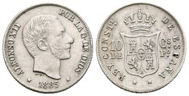 ALFONSO XII (1874-1885). 10 Centavos (Ar. 2,57g/18mm). 1885. Manila. (Cal-2019-102). EBC-.