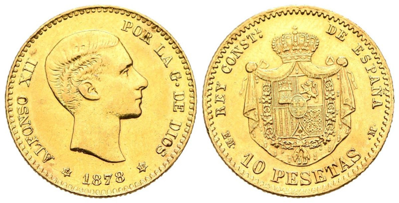 ALFONSO XII (1874-1885). 10 Pesetas. (Au. 3,22g/19mm). 1878 *18-78. Madrid EMM. ...