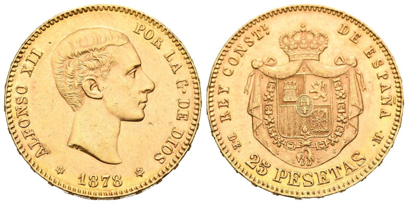 ALFONSO XII (1874-1885). 25 Pesetas. (Au 8.04g/24mm). 1878 *18-78. Madrid DEM. (...