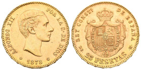 ALFONSO XII (1874-1885). 25 Pesetas. (Au 8.04g/24mm). 1878 *18-78. Madrid DEM. (Cal-2019-70). EBC-. Ligeras marquitas.