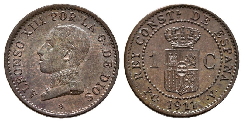 ALFONSO XIII (1885-1931). 1 Céntimo. (Ae. 1,00g/15mm). 1911 *1. Madrid PCV. (Cal...