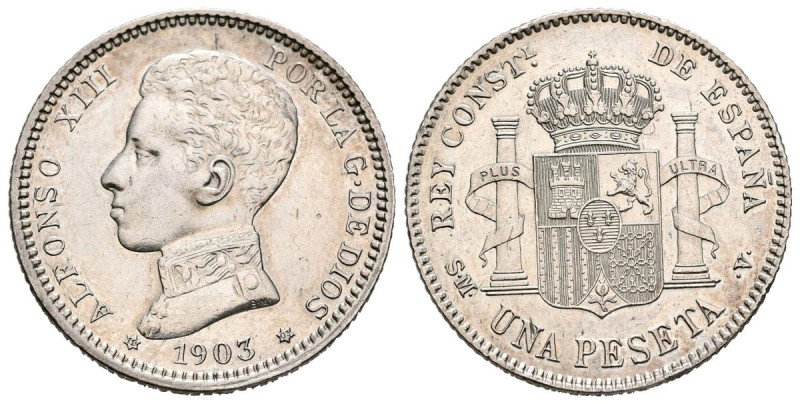 ALFONSO XIII (1885-1931). 1 Peseta. (Ar. 4,96g/23mm). 1903 *19-03. Madrid SMV. (...