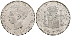 ALFONSO XIII (1885-1931). 5 Pesetas. (Ar. 24,82g /37mm). 1898 * 18-98. Madrid SGV. (Cal-2019-109). MBC+.