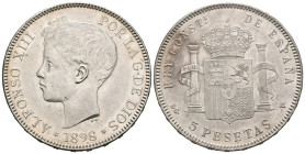 ALFONSO XIII (1885-1931). 5 pesetas. (Ar. 25,03g/37mm). 1898 *18-98. Madrid SGV. (Cal-2019-109). MBC+. Marquitas.