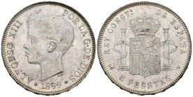 ALFONSO XIII (1885-1931). 5 Pesetas. (Ar. 25,13g/37mm). 1899 *18-99. Madrid SGV. (Cal-2019-110). EBC.