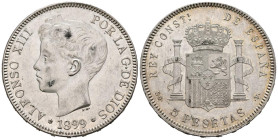ALFONSO XIII (1885-1931). 5 Pesetas. (Ar. 25,12g / 37mm). 1899 * 18-99. Madrid SGV. (Cal-2019-110). EBC.